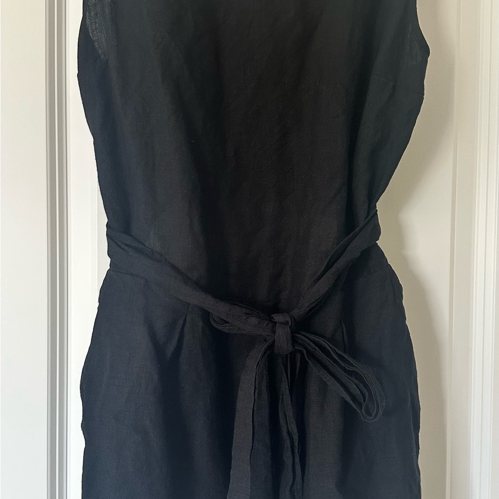 Black Linen romper with tie